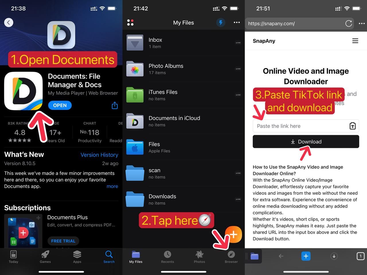 Save Video From SnapAny By Documents